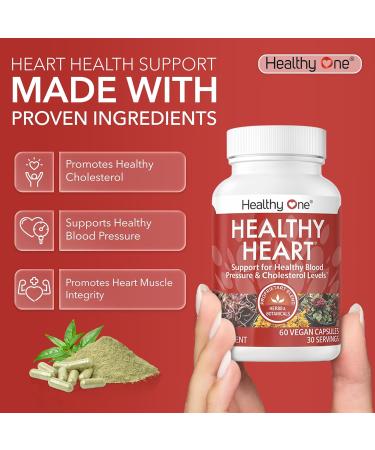 Healthy Heart - Promotes Healthy Cholesterol Circulation & Blood Pressure - Plaque - Cortisol - Arteries - LDL - HDL - CoQ10 - Hawthorne - Beet Root - Garlic - Olive Leaf - Hibiscus - 60 Count 60 Count (Pack of 1) - Buy Online on GoSupps.com