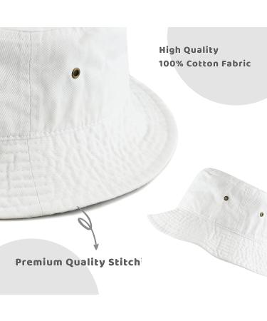 Unisex Cotton & Denim Bucket Hat UPF 50 | Packable Sun Hat - White - Buy Online on GoSupps.com