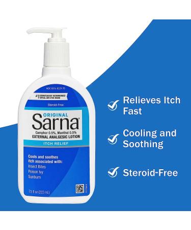 Sarna Original Anti-Itch Lotion | Steroid-Free Relief for Dry Skin, Insect Bites, Sunburns, Poison Ivy | 7.5 oz - Buy Online on GoSupps.com