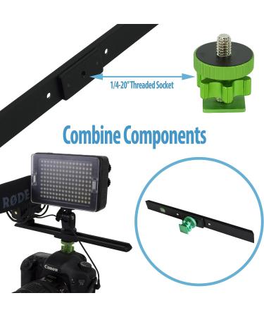 Cam Caddie Scorpion 10 inch Accessory Wing - Multiple Mounting Bracket for Flash, LED Light, Microphone - Hot and Cold Shoe Compatible - Buy Online on GoSupps.com