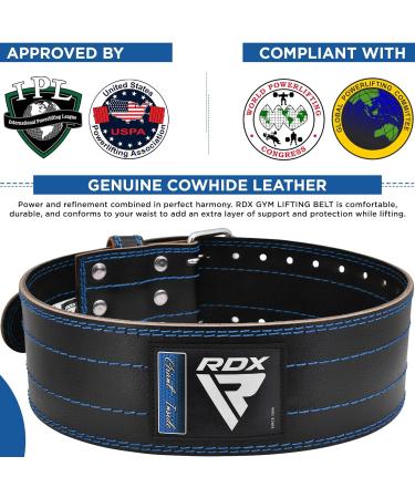 RDX 4 Weight Lifting Training Belt - IPL UPA Approved Adjustable 12 Holes Powerlifting & Bodybuilding - Padded Fitness Belt for Men & Women Blue X-Small - Buy Online on GoSupps.com