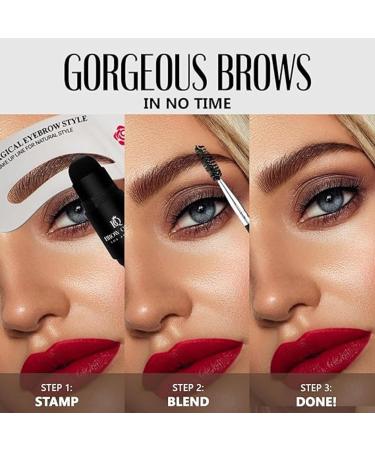 Eyebrow Stamp Kit - Professional Dual-Color Powder Stencil with 24 Templates & Brush - Waterproof & Smudge-Proof (Dark Brown - Buy Online on GoSupps.com