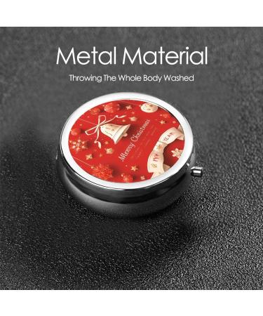 Christmas Bell Portable Metal Pill Box - Round Mini 3-Compartment with Hinged Fastening Design for Travel - Perfect for Small Pills - Black - Buy Online on GoSupps.com