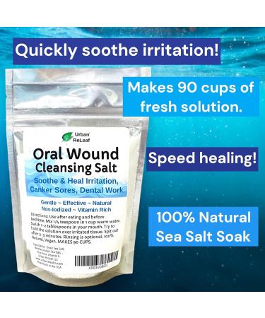 Urban ReLeaf Oral Wound Cleansing Salt - 6 oz | 100% Natural Solution for Canker Sores Braces & Dental Care | Made in USA - Buy Online on GoSupps.com