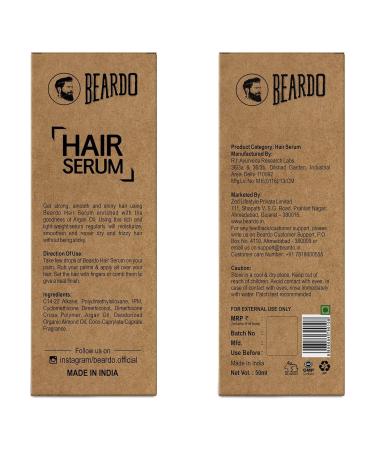 Beardo Hair Growth Serum for Men | Argan Oil for Softer Shinier & Thicker Hair | Tames Frizz & Seals Moisture | 1.69 oz - Shop Internationally - Buy Online on GoSupps.com