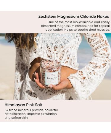 LA SALT CO Aromatherapy Bath Salt Soak - Balance | Mineral-Rich Himalayan Pink Salt & Magnesium Chloride | Rose Geranium, Lavender, Clary Sage | Inner Balance & Relaxation - 16 oz - Buy Online on GoSupps.com