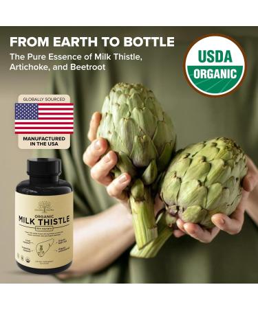 Garden of Herbz USDA Organic Milk Thistle Supplement 80% Silymarin 250 mg with Beet Root & Artichoke Leaf Extract Herbal Formula for Liver and Digestive Support 120 Capsules - Buy Online on GoSupps.com