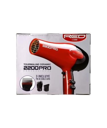 RED by Kiss Tourmaline Ceramic 2200W PRO Hair Dryer - Professional Frizz-Free Extra Combs 6 Heat Settings | International Shipping - Buy Online on GoSupps.com