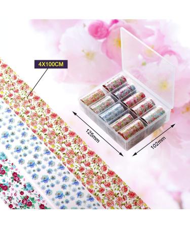10 Rolls Flower Print Nail Foil Transfer Stickers - Colorful Floral Pattern Sheets for DIY Nail Decoration | Makartt Nail Art Design Tool - Buy Online on GoSupps.com