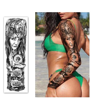 Waterproof Full Arm Temporary Tattoos 8 Sheets + Half Arm Shoulder Tattoo 8 Sheets - Extra Large Lasting Tattoo Stickers for Men and Women | 22.83X7.1 - Buy Online on GoSupps.com