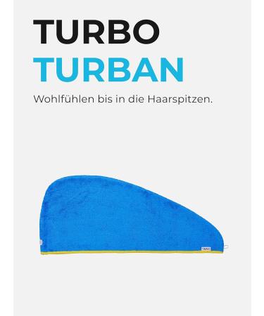 Sowel 100% Organic Cotton Hair Turban Towel with Button - Blue/Yellow | Unisex | Eco-Friendly Hair Drying Solution - Buy Online on GoSupps.com