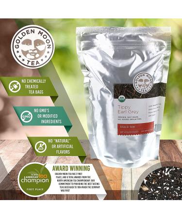 Golden Moon Organic Tippy Earl Grey Black Tea with Real Bergamot - Non-GMO Loose Leaf - 1lb (181 Servings) - Buy Online on GoSupps.com