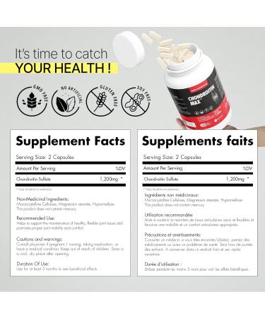 Inno Nutrition Chondroitin Sulfate 1 200mg 120 Capsules Triple Strength Relieves Joint Pain & Osteoarthritis No Preservatives Non-GMO Gluten-free Made In Canada 120 count (Pack of 2) - Buy Online on GoSupps.com