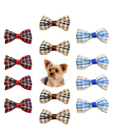 RDWESZOD 12 Pcs/6 Pairs Classic Check Pattern Hair Clip for Dogs Cats