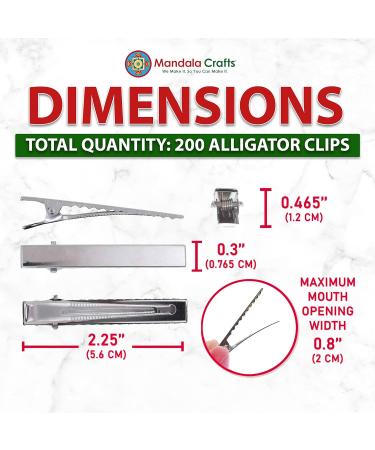 Mandala Crafts Silver Alligator Hair Clips 2.25 Inch Pack of 200 - Hair Bow, Cutting, Hairdressing, Curl - Professional Salon Tool for Women & Girls - Buy Online on GoSupps.com