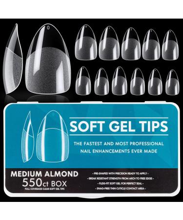 Noverlife 550PCS Short Almond Soft Gel Nail Tips Clear - Full Cover Half Matte Almond Shape Fake Nails with Case for DIY Nail Salon Manicure - Soak Off Extensions - Buy Online on GoSupps.com