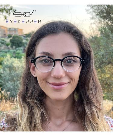 Eyekepper 5-Pack Retro Round Reading Glasses with Spring Hinges - Black/Clear +2.50 - Stylish & Durable Readers for All Occasions - Buy Online on GoSupps.com