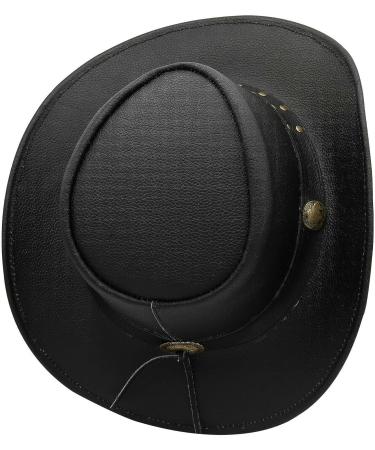 SideWinder Australian Cowboy Leather Hat - Unisex Adult Wide Brim Outback Western Style (Medium Black) - Buy Online on GoSupps.com