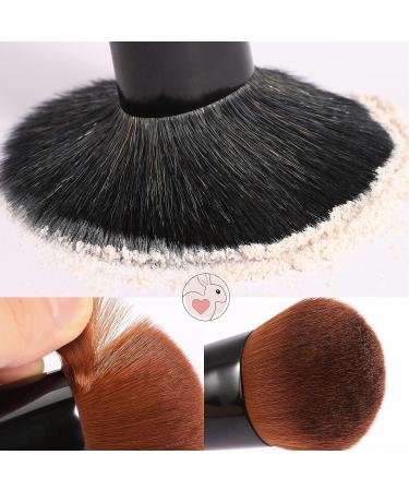 DUcare Kabuki Makeup Brushes Set - 2 PCS for Foundation, Powder, Blush - Buffing, Stippling, Liquid Blending - Black Brown Mineral Makeup Tools - Buy Online on GoSupps.com