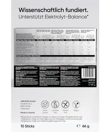 JARLSON REALIST Electrolytes Without Sugar TRY PACK Electrolytes Sugar Free Electrolyte Powder Sport & KETO with 1000 mg Sodium 330 mg Potassium & 60 mg Magnesium Made in Austria 5 Types Trial Pack 5 types of 2 sticks each  - Buy Online on GoSupps.com