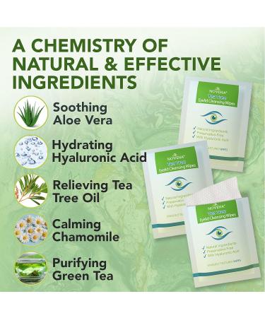 NOVEHA Tea Tree Oil Eyelid & Lash Wipes With Hyaluronic Acid Green Tea & Chamomile For Blepharitis & Itchy Eyes Individually Wrapped Eyelash Wipes Natural Makeup Remover & Daily Cleanser (Pack of 3) - Buy Online on GoSupps.com