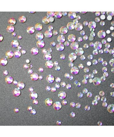 Rhinestone Nail Art Studs Set - 4906pcs Circular Glass Stones for 3D Nails (1.3mm-2.8mm) - Crystal AB | Manicure Decorations - Buy Online on GoSupps.com