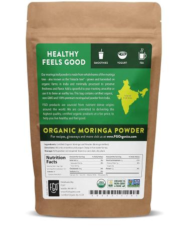 Certified Organic Moringa Oleifera Leaf Powder - 16oz | Ideal for Smoothies, Tea & Recipes | From India | Herbal Supplement - Buy Online on GoSupps.com