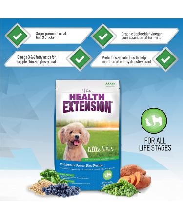 Health Extension Little Bites Dry Dog Food - Chicken & Brown Rice Recipe 4lb - for Teacup, Toy & Miniature Dogs - Natural with Added Vitamins & Minerals - Buy Online on GoSupps.com