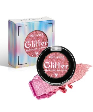 DE'LANCI Glitter Eyeshadow  Highly Pigmented Pink Multichrome Eyeshadow Last for 24 Hour  Bright Korean Eye Makeup Glitter Eyeshadow  Intense Color Shifting Shimmer Eye Shadow  Talc Free  Rose Purple Rose Princess 4G