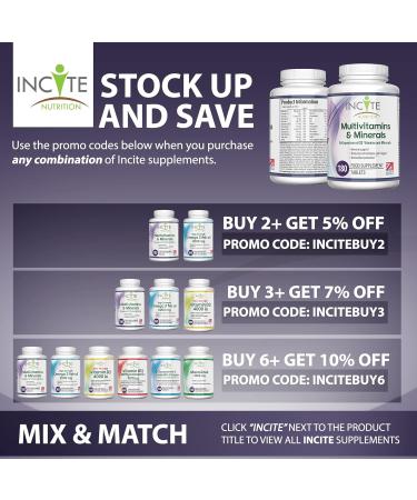 Multivitamin and Minerals | 180 Vegan Tablets | 26 Essential Nutrients | 6 Months Supply | Made in UK - Incite Nutrition - Buy Online on GoSupps.com