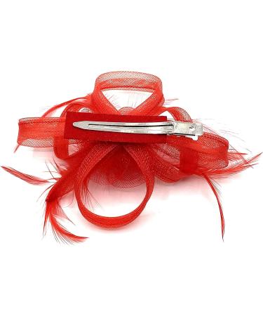 Ladies Feather Beak Clip Fascinator Weddings Races Royal Ascot Hair Piece Clip Red - Buy Online on GoSupps.com