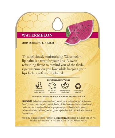 Burt's Bees Watermelon Lip Balm 4-Pack - 100% Natural Origin Moisturizing Formula - Buy Online on GoSupps.com