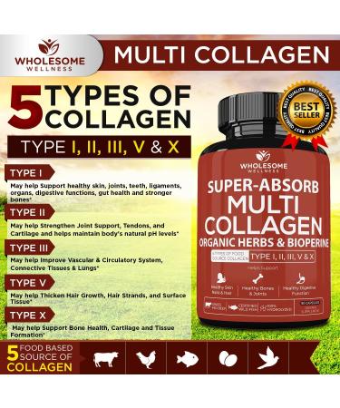 Wholesome Super-Absorb Multi Collagen Pills - 90 Capsules for Skin  Joint & Hair Health - Buy Online on GoSupps.com