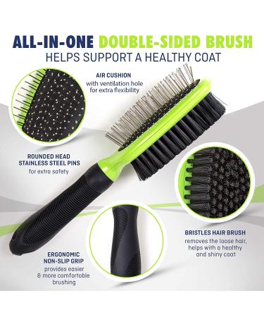 Rexipets Double-Sided Pet Grooming Set for Dogs & Cats - Small Deshedding Tool with Strong Grip - Lice & Flea Removal - Soft Bristles for Ultimate Grooming - Buy Online on GoSupps.com