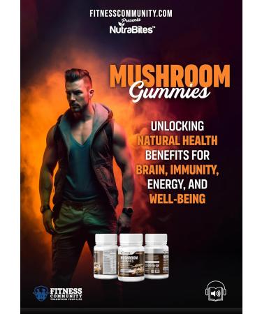 NutraBites Mushroom Gummies for Brain Immune & Energy Support - 10-Mushroom Fruiting Body Blend with Lion's Mane - Cognitive Focus & Stress Relief - Vegan & Non-GMO - Delicious Raspberry (60 Count) - Buy Online on GoSupps.com