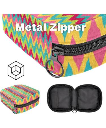 Stylish Menstruation Pad Bag with Zipper | Women's Tampon & Napkin Storage Bags in Yellow Pink Blue Green & Zigzag Pattern - Buy Online on GoSupps.com