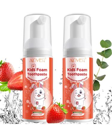 Kids Toothpaste Foam, Low Fluoride Toothpaste for U-Shaped Toothbrush, Natural Healthy Toothpaste for Kids Ages 3 and Up, 2 Pack Strawberry