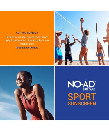 NO-AD SPF 50 SPORT Sunscreen Lotion | Hypoallergenic | Broad Spectrum UVA/UVB Protection | Water Resistant | Octinoxate & Oxybenzone Free with moisturizing Vitamin E and Aloe 16oz | Pack of 2 SPF 50 Sport 16 FL OZ. 2 Pk. - Buy Online on GoSupps.com