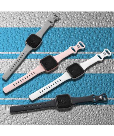 Witzon 4 Pack Slim Bands for Fitbit Versa 2/Versa/Lite/SE - Silicone Replacement Wristbands for Women and Men - Small Black/Gray/Pink Sand/White - Buy Online on GoSupps.com