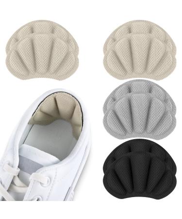 Flintronic 4 Pairs Sneaker Repair Patch Heel Patch Shoe Heel Repair Sneaker Leather Heel Protector Heel pad Repair for Most Types #5 4 Pairs-gray & Black & Beige *2