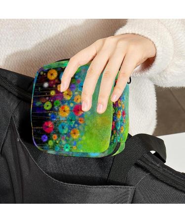 Floral Watercolor Menstruation Pad Bag with Zipper | Women's Tampon & Napkin Bag | Stylish Collective Bags for Girls - Buy Online on GoSupps.com