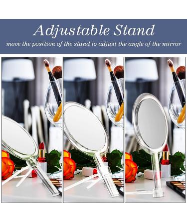 Queekay Double-Sided Handheld Mirror with Stand - 1X/10X Magnification, Clear Adjustable Round Makeup Mirror for Women - Ideal for Home and Travel - Buy Online on GoSupps.com