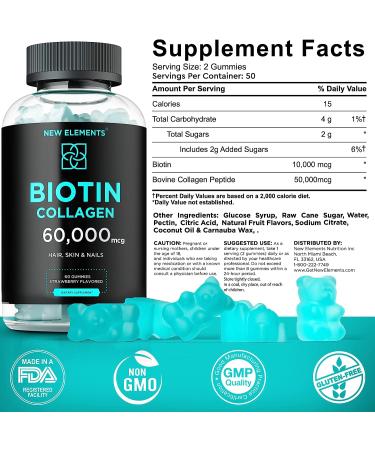 New Elements Magnesium Gummies with Vitamin D3, K2, Biotin & Collagen Peptides - Complete Immune Support Formula - Buy Online on GoSupps.com