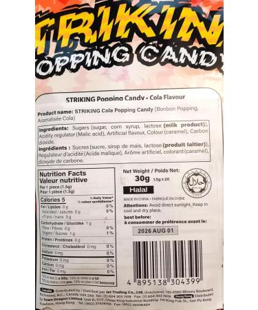 STRIKING Cola Popping Candy (Pop Rock) - 20 Pouches per Pack (2 Packs) - Buy Online on GoSupps.com