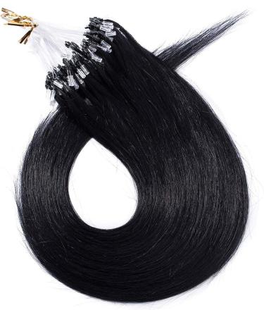 22 inches SEGO Micro Loop Human Hair Extensions 100 Strands #1 Jet Black 100% Real Remy Invisible Straight Micro Rings Beads (50g) - Buy Online on GoSupps.com