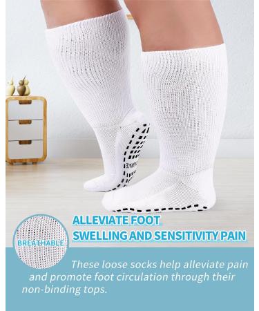 2 Pairs Super Width Diabetic Socks for Swollen Feet | Non-Slip Hospital & Bariatric Socks | One Size Tall Plus Size Comfort - Buy Online on GoSupps.com