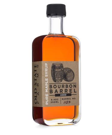 Old State Farms - Bourbon Barrel Aged Pure Maple Syrup - 8.4oz - Organic - Gluten Free - All Natural - Vegan - NON GMO
