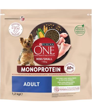 Purina One Mini Monoprotein Turkey Dog Food 6 Packs of 1.2 kg - Buy Online on GoSupps.com