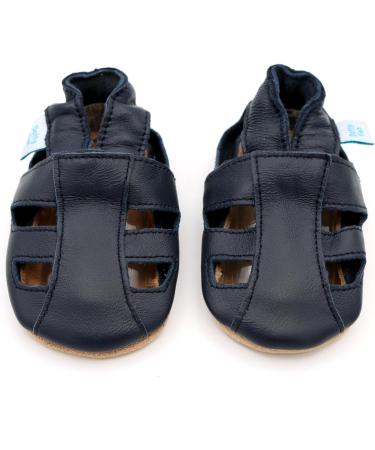 Dotty Fish Soft Leather Baby Shoes - Toddler Sandals, Non-slip Suede Soles, Navy Blue (2-3 Years) - Buy Online on GoSupps.com