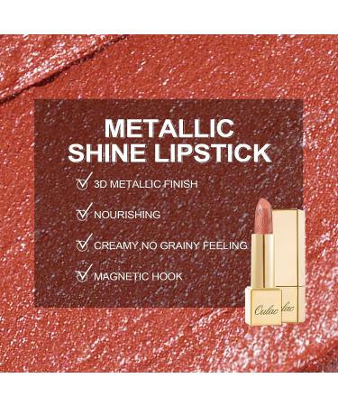 Oulac Metallic Pumpkin Orange Lipstick - High Impact Vegan Lip Color (Be Happy(05)) - Buy Online on GoSupps.com